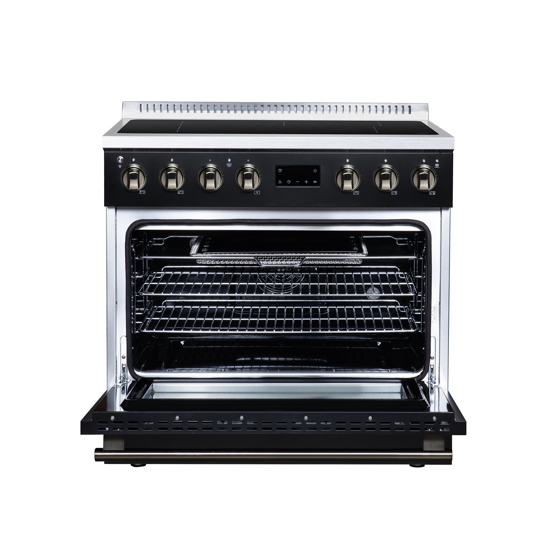 Torino 36 Inch Induction Range, 10,900W cooktop, 5.36 cf. True Convection Oven, Air Fry, Air Sous Vide, Smudge Resistant, Black