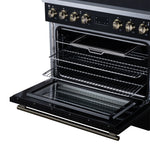 Torino 36 Inch Induction Range, 10,900W cooktop, 5.36 cf. True Convection Oven, Air Fry, Air Sous Vide, Smudge Resistant, Black