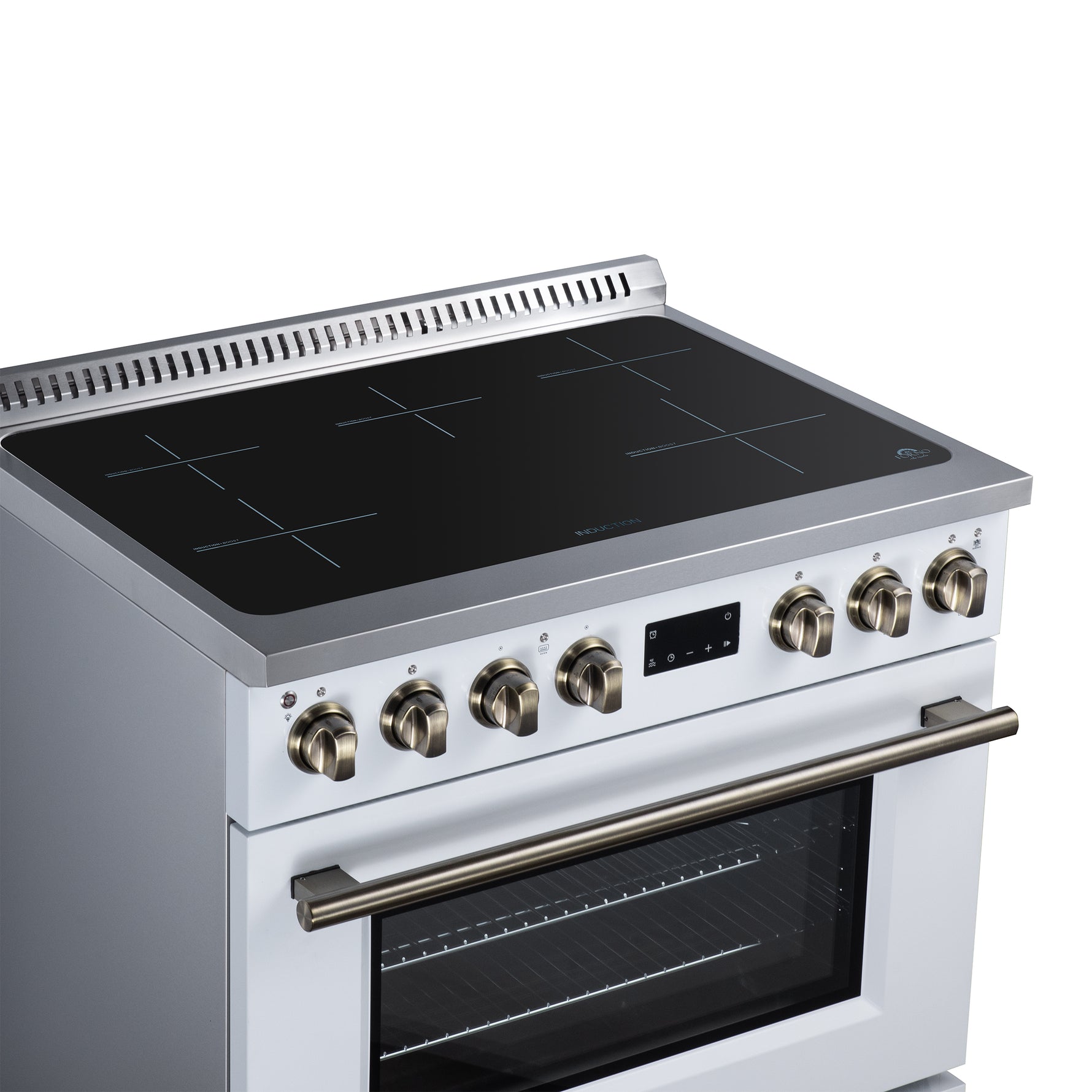 Torino 36 Inch Induction Range, 10,900W cooktop, 5.36 cf. True Convection Oven, Air Fry, Air Sous Vide, Smudge Resistant, White