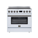 Torino 36 Inch Induction Range, 10,900W cooktop, 5.36 cf. True Convection Oven, Air Fry, Air Sous Vide, Smudge Resistant, White