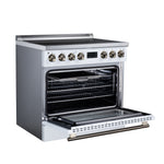 Torino 36 Inch Induction Range, 10,900W cooktop, 5.36 cf. True Convection Oven, Air Fry, Air Sous Vide, Smudge Resistant, White