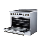 Torino 36 Inch Induction Range, 10,900W cooktop, 5.36 cf. True Convection Oven, Air Fry, Air Sous Vide, Smudge Resistant, White