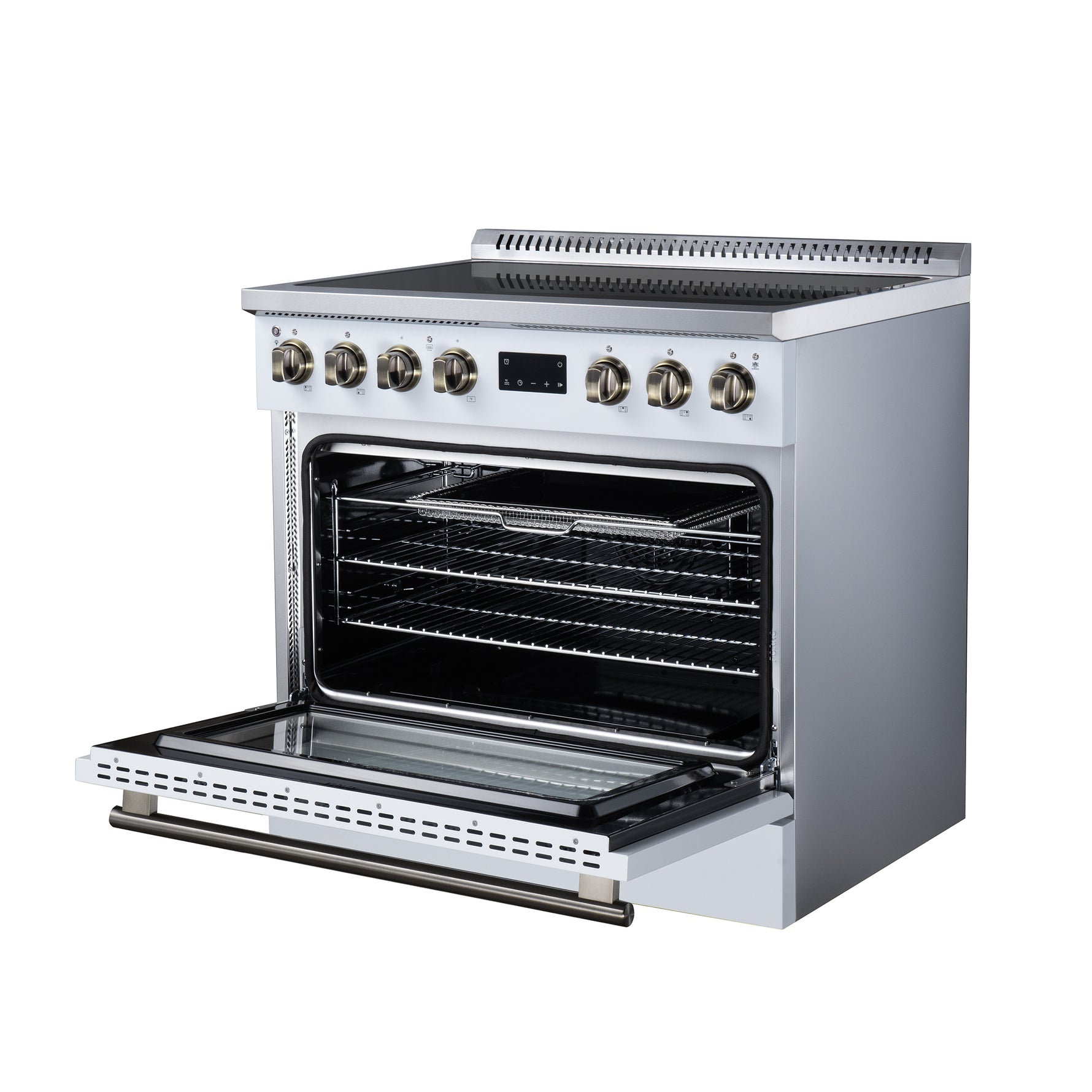 Torino 36 Inch Induction Range, 10,900W cooktop, 5.36 cf. True Convection Oven, Air Fry, Air Sous Vide, Smudge Resistant, White