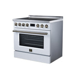 Torino 36 Inch Induction Range, 10,900W cooktop, 5.36 cf. True Convection Oven, Air Fry, Air Sous Vide, Smudge Resistant, White
