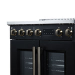 Torino French Door 30 Inch Induction Range with Air Fryer, Air Sous Vide & True Convection, Dual Broiler, Black
