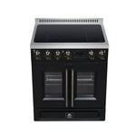 Torino French Door 30 Inch Induction Range with Air Fryer, Air Sous Vide & True Convection, Dual Broiler, Black