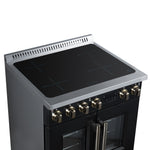 Torino French Door 30 Inch Induction Range with Air Fryer, Air Sous Vide & True Convection, Dual Broiler, Black