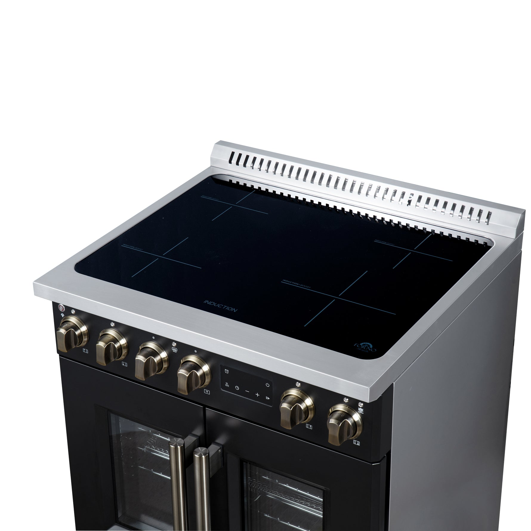 Torino French Door 30 Inch Induction Range with Air Fryer, Air Sous Vide & True Convection, Dual Broiler, Black