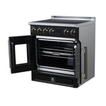 Torino French Door 30 Inch Induction Range with Air Fryer, Air Sous Vide & True Convection, Dual Broiler, Black