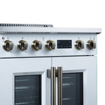 Torino French Door 30 Inch Induction Range with Air Fryer, Air Sous Vide & True Convection, Dual Broiler, White