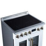 Torino French Door 30 Inch Induction Range with Air Fryer, Air Sous Vide & True Convection, Dual Broiler, White