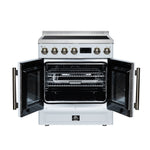 Torino French Door 30 Inch Induction Range with Air Fryer, Air Sous Vide & True Convection, Dual Broiler, White