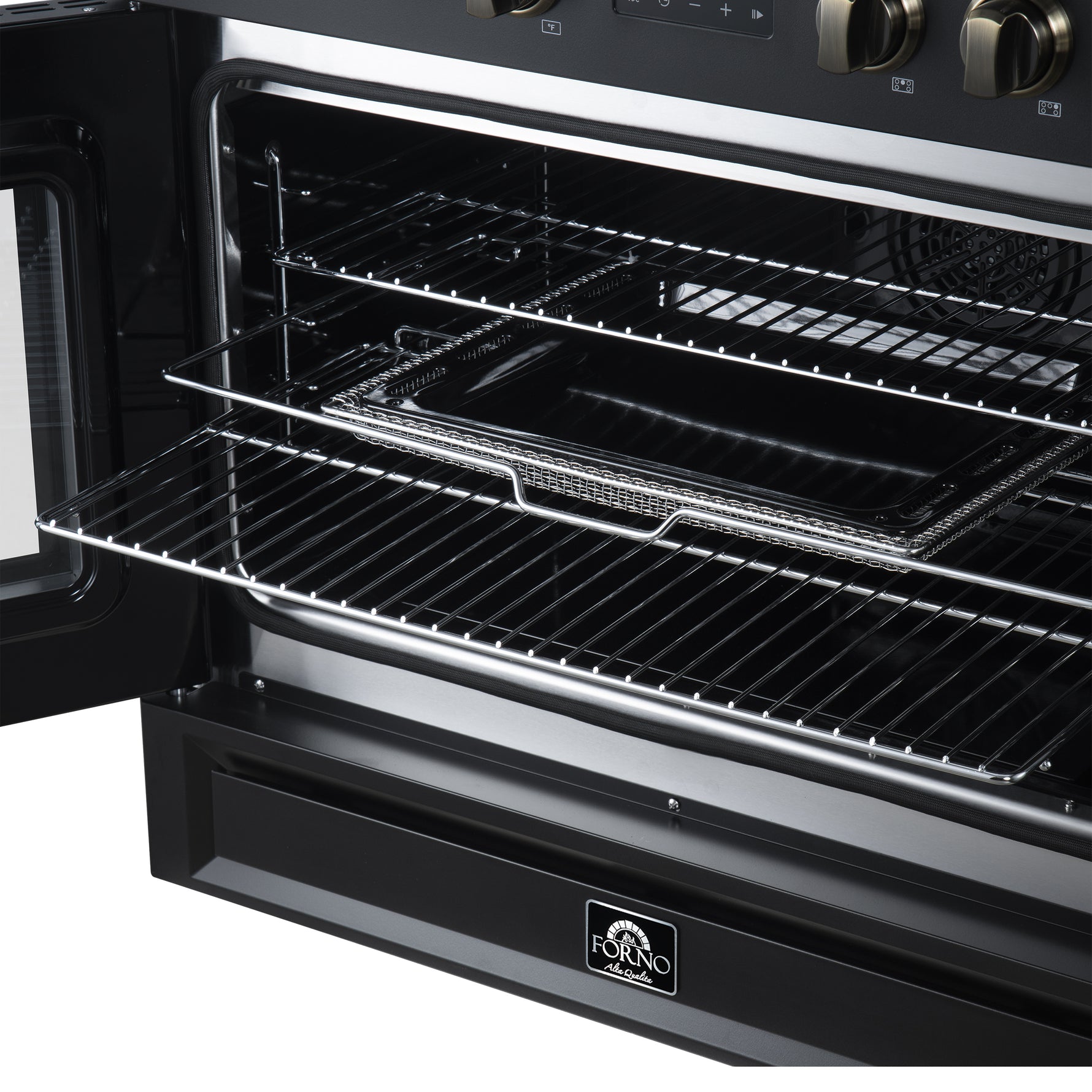 Torino French Door 36 Inch Induction Range with Air Fryer, Air Sous Vide & True Convection, Dual Broiler, Black