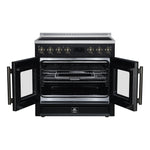 Torino French Door 36 Inch Induction Range with Air Fryer, Air Sous Vide & True Convection, Dual Broiler, Black