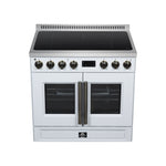 Torino French Door 36 Inch Induction Range with Air Fryer, Air Sous Vide & True Convection, Dual Broiler, White