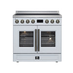Torino French Door 36 Inch Induction Range with Air Fryer, Air Sous Vide & True Convection, Dual Broiler, White
