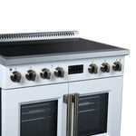 Torino French Door 36 Inch Induction Range with Air Fryer, Air Sous Vide & True Convection, Dual Broiler, White