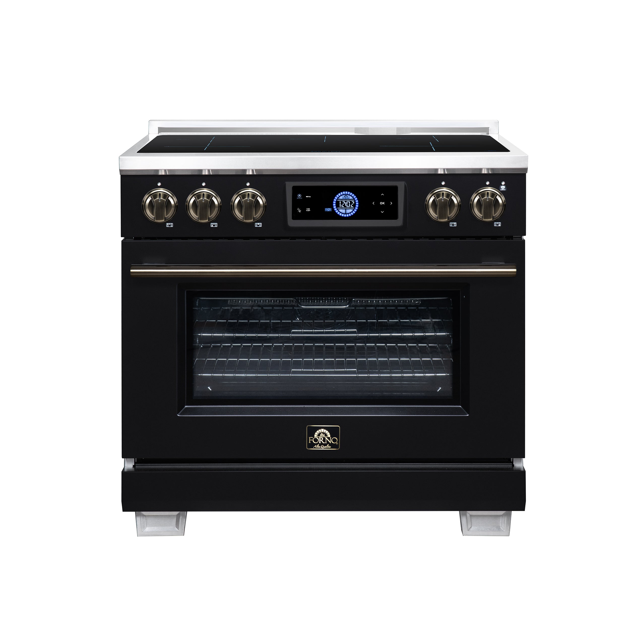 Maximus 36 Inch Induction Range, 10,900 Total Cooktop, 5.36 cf. True Convection Oven, Air Fryer, Air Sous Vide, Black