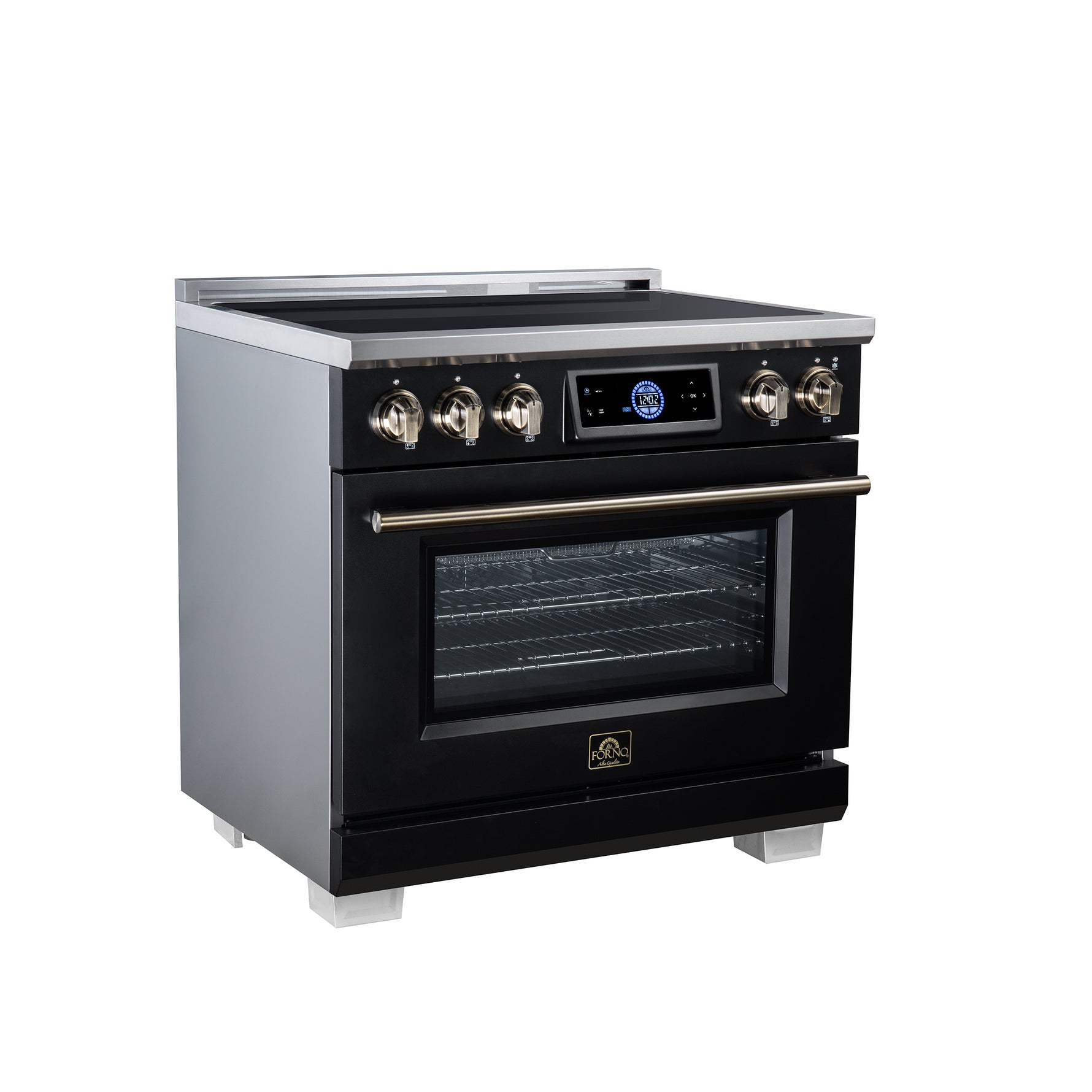 Maximus 36 Inch Induction Range, 10,900 Total Cooktop, 5.36 cf. True Convection Oven, Air Fryer, Air Sous Vide, Black