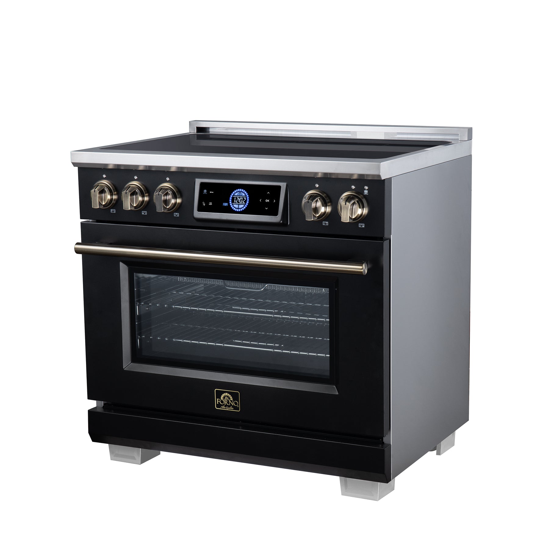 Maximus 36 Inch Induction Range, 10,900 Total Cooktop, 5.36 cf. True Convection Oven, Air Fryer, Air Sous Vide, Black