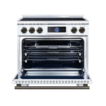 Maximus 36 Inch Induction Range, 10,900 Total Cooktop, 5.36 cf. True Convection Oven, Air Fryer, Air Sous Vide, White
