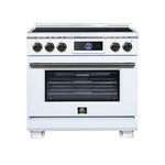 Maximus 36 Inch Induction Range, 10,900 Total Cooktop, 5.36 cf. True Convection Oven, Air Fryer, Air Sous Vide, White