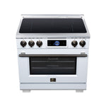 Maximus 36 Inch Induction Range, 10,900 Total Cooktop, 5.36 cf. True Convection Oven, Air Fryer, Air Sous Vide, White