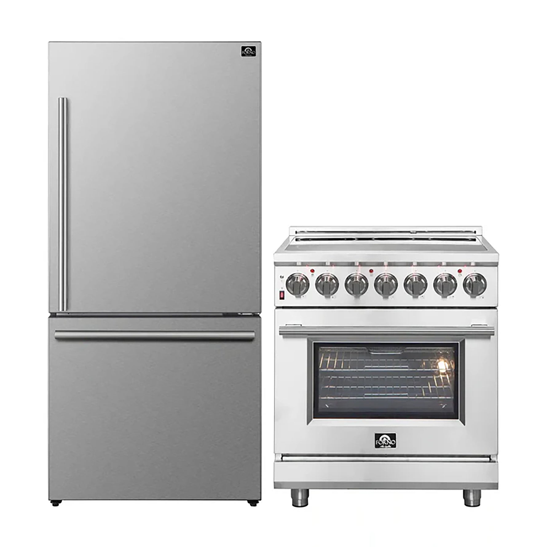 FORNO 2-Piece SS Kitchen Bundle - 30" Electric Range and 31" Bottom Freezer Refrigerator - BonPrix Électroménagers