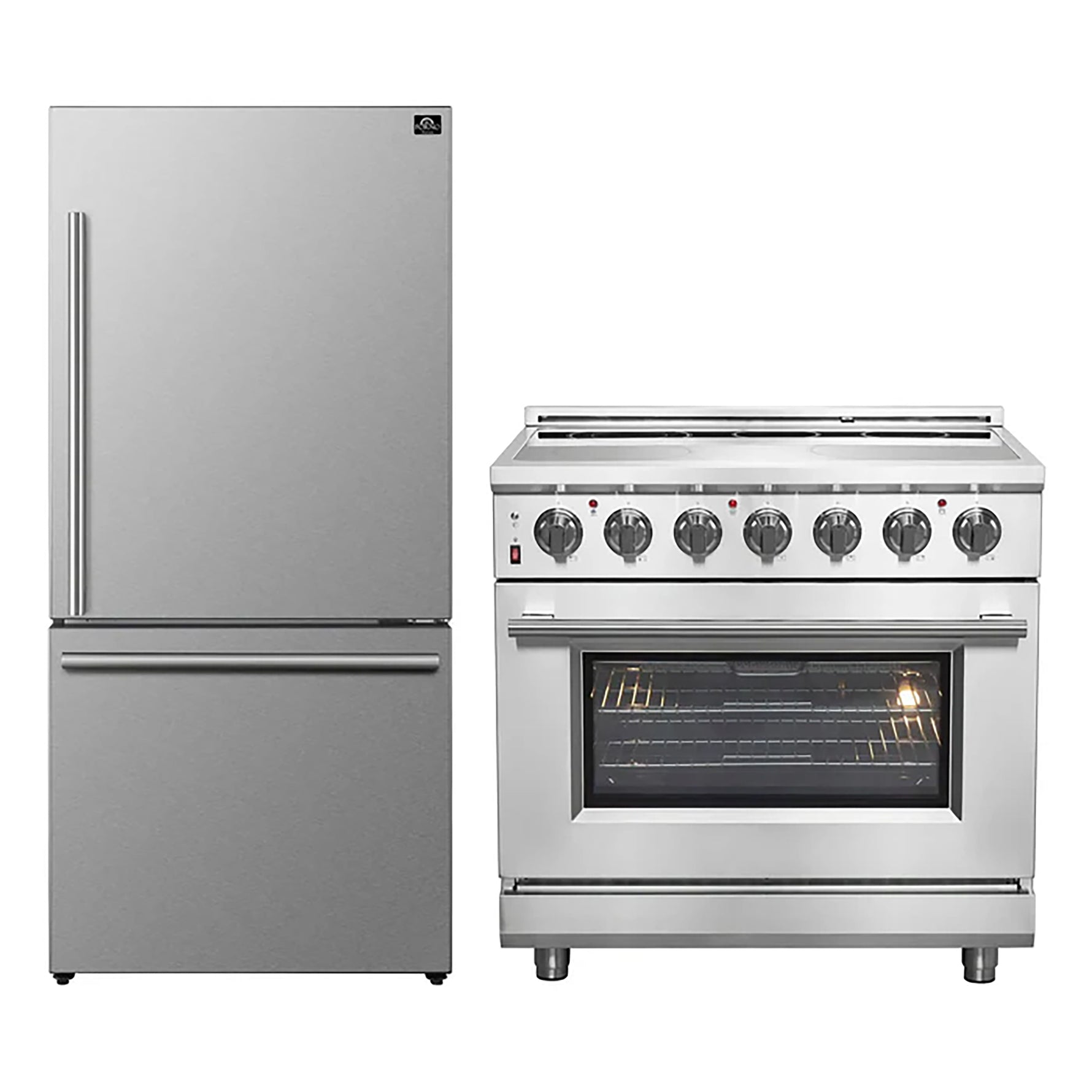 FORNO 2-Piece SS Kitchen Bundle - 36" Electric Range and 31" Bottom Freezer Refrigerator - BonPrix Électroménagers
