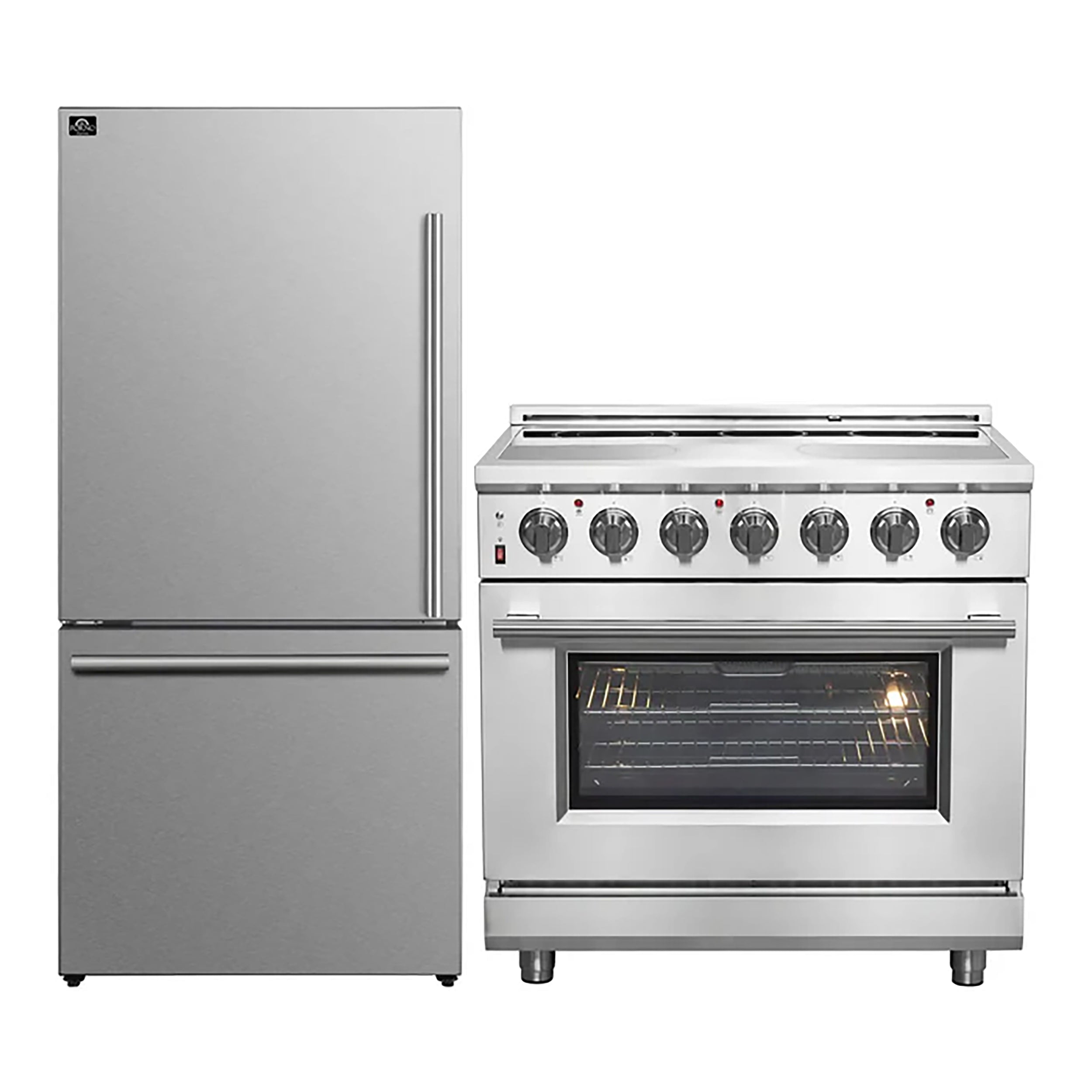 FORNO 2-Piece SS Kitchen Bundle - 36" Electric Range and 31" Bottom Freezer Refrigerator - BonPrix Électroménagers