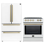 FORNO 2-Piece White Kitchen Bundle - 30" Induction Range and 36" Bottom Freezer Refrigerator - BonPrix Électroménagers