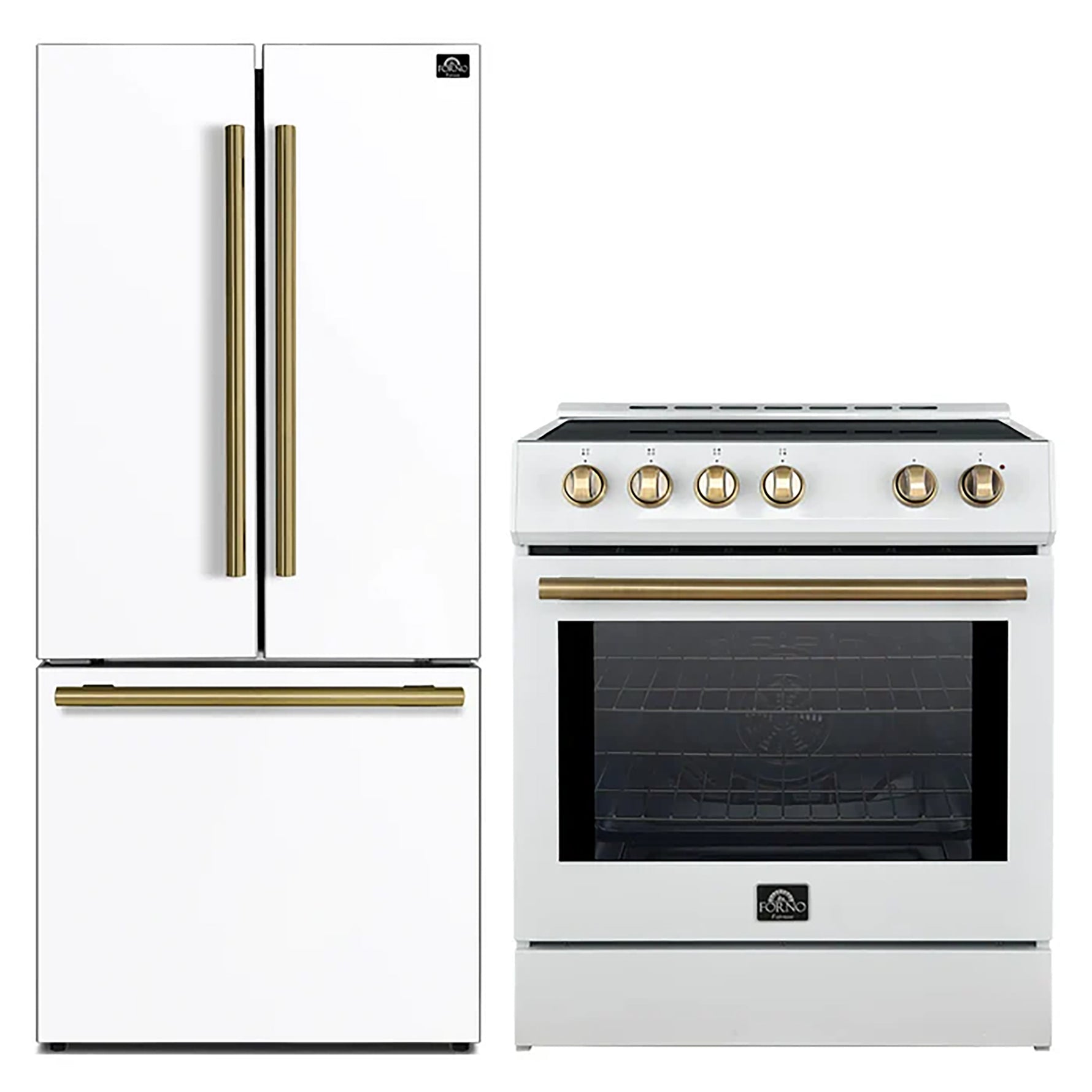 FORNO 2-Piece White Kitchen Bundle - 30" Induction Range and 31" Bottom Freezer Refrigerator - BonPrix Électroménagers