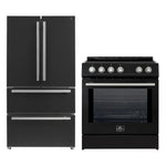 FORNO 2-Piece Black Kitchen Bundle - 30" Induction Range and 36" Bottom Freezer Refrigerator - BonPrix Électroménagers