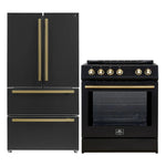 FORNO 2-Piece Black Kitchen Bundle - 30" Induction Range and 36" Bottom Freezer Refrigerator - BonPrix Électroménagers