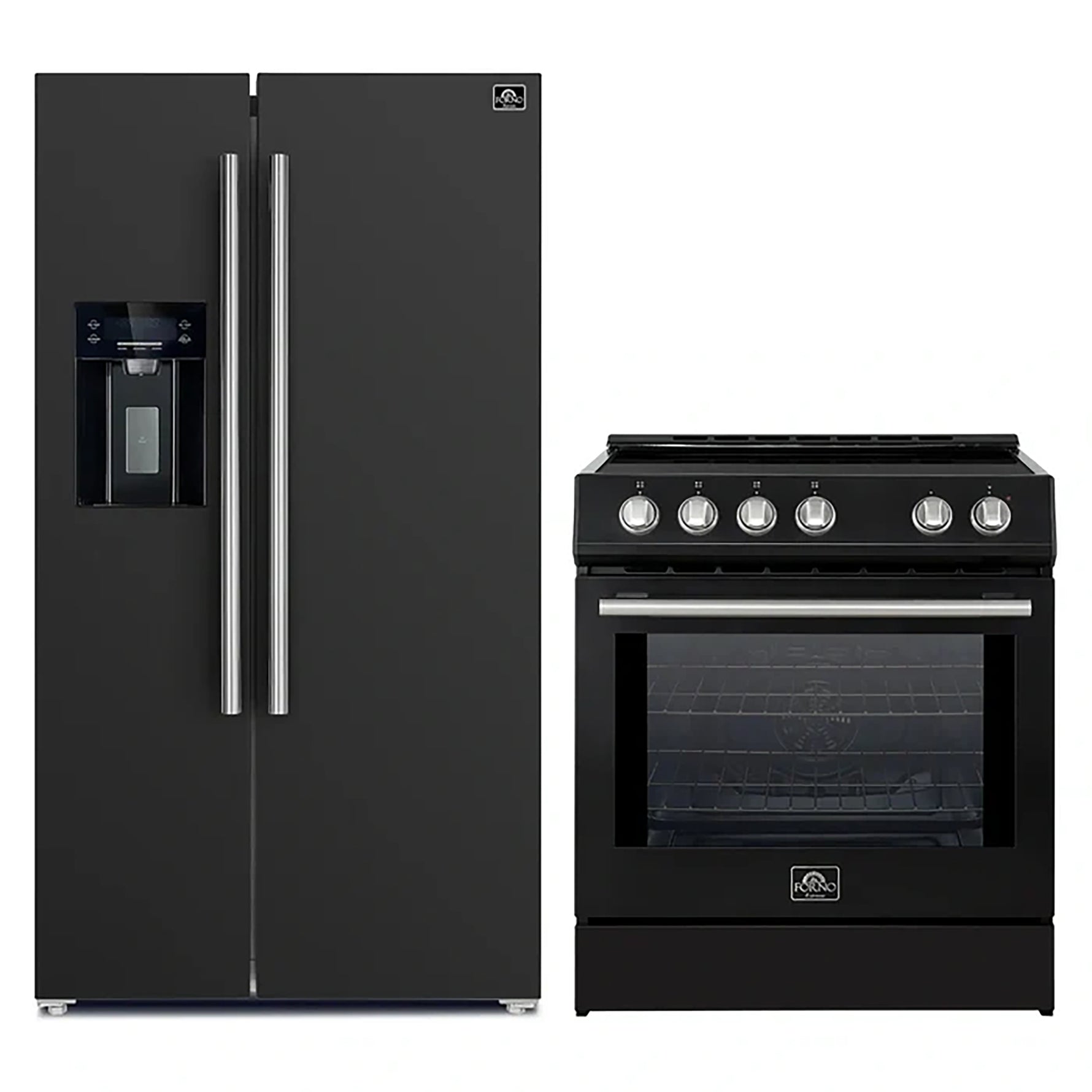 FORNO 2-Piece Black Kitchen Bundle - 30" Induction Range and 36" Bottom Freezer Refrigerator - BonPrix Électroménagers