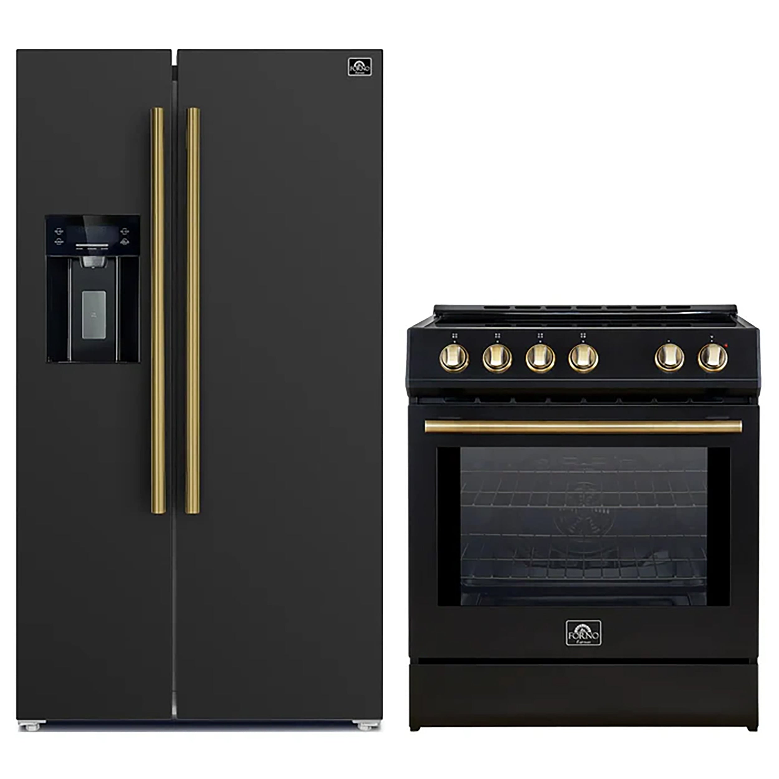 FORNO 2-Piece Black Kitchen Bundle - 30" Induction Range and 36" Bottom Freezer Refrigerator - BonPrix Électroménagers