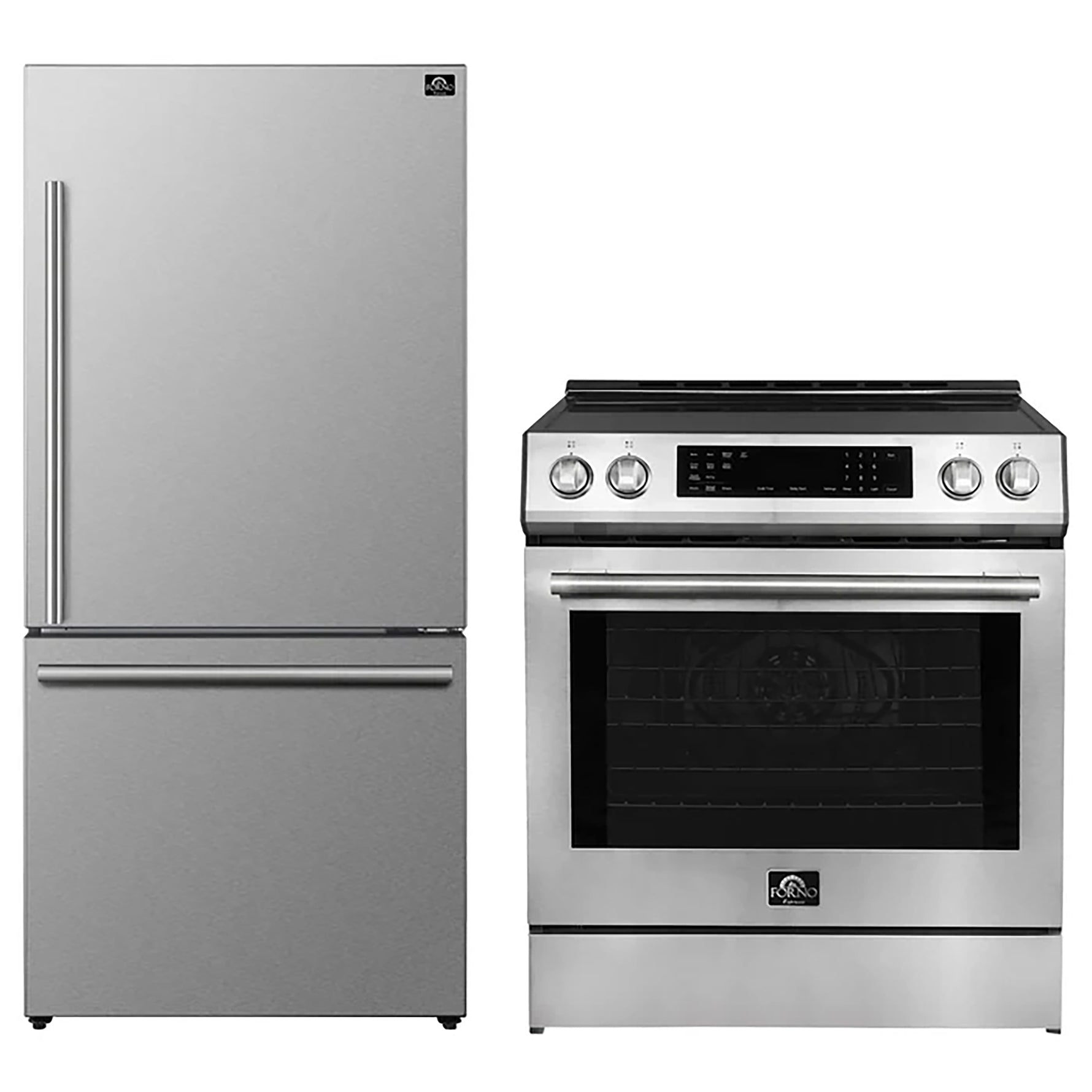 FORNO 2-Piece SS Kitchen Bundle - 30" Induction Range and 31" Bottom Freezer Refrigerator - BonPrix Électroménagers