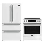 FORNO 2-Piece White Kitchen Bundle - 30" Induction Range and 36" Bottom Freezer Refrigerator - BonPrix Électroménagers