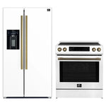 FORNO 2-Piece White Kitchen Bundle - 30" Induction Range and 36" Bottom Freezer Refrigerator - BonPrix Électroménagers