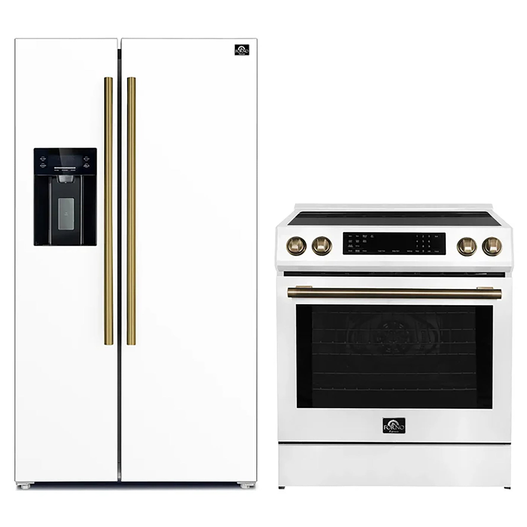 FORNO 2-Piece White Kitchen Bundle - 30" Induction Range and 36" Bottom Freezer Refrigerator - BonPrix Électroménagers