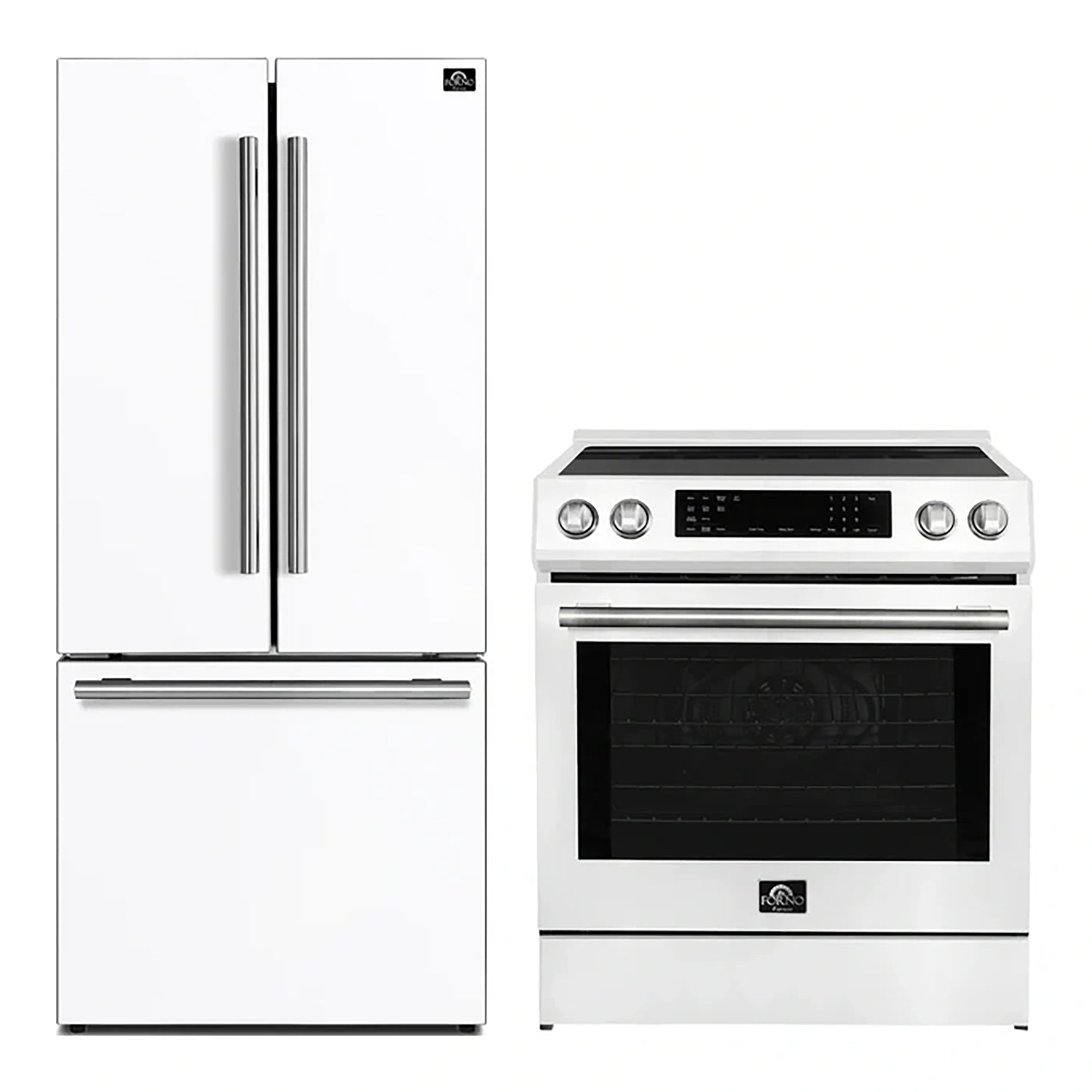 FORNO 2-Piece White Kitchen Bundle - 30" Induction Range and 31" Bottom Freezer Refrigerator - BonPrix Électroménagers