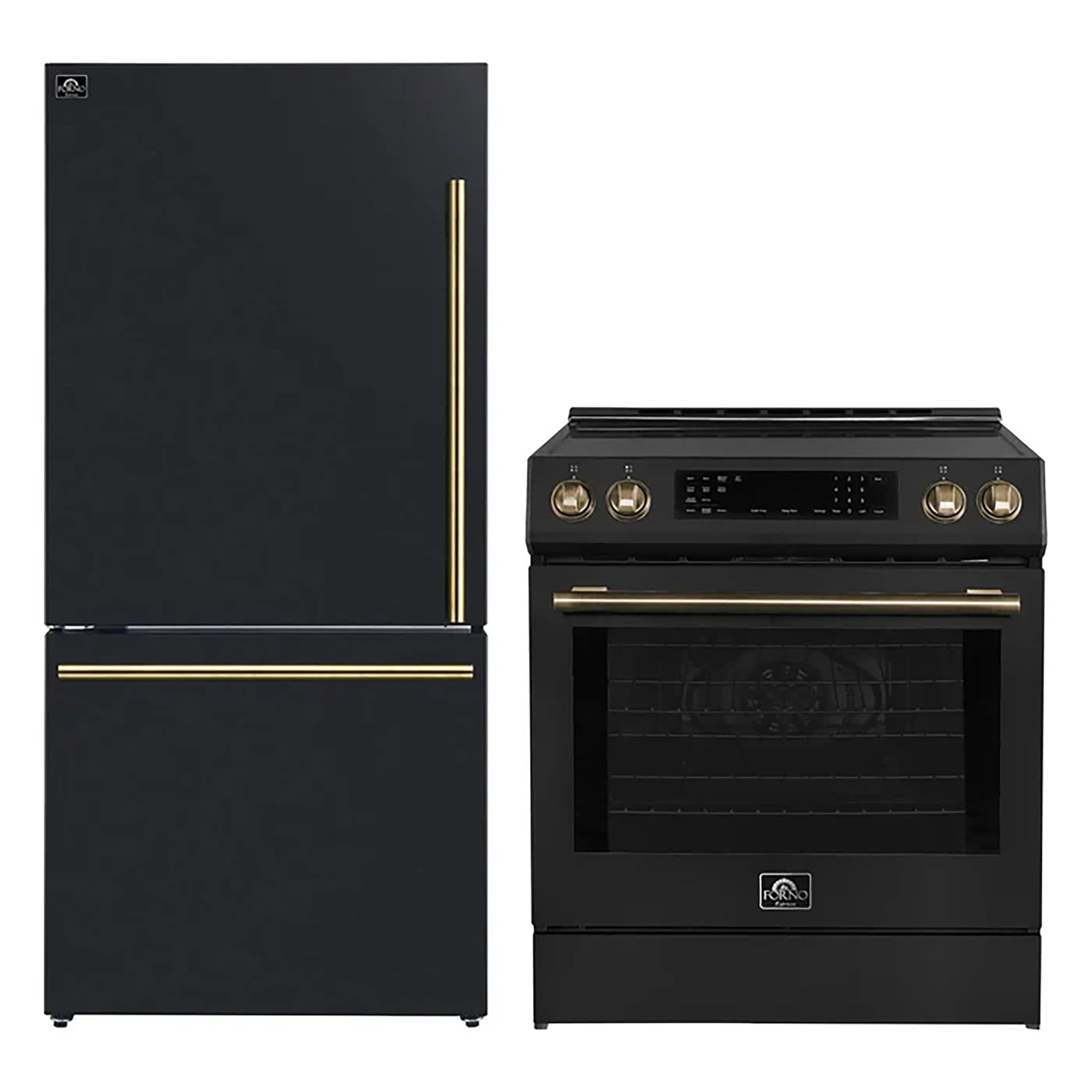 FORNO 2-Piece Black Kitchen Bundle - 30" Induction Range and 31" Bottom Freezer Refrigerator - BonPrix Électroménagers