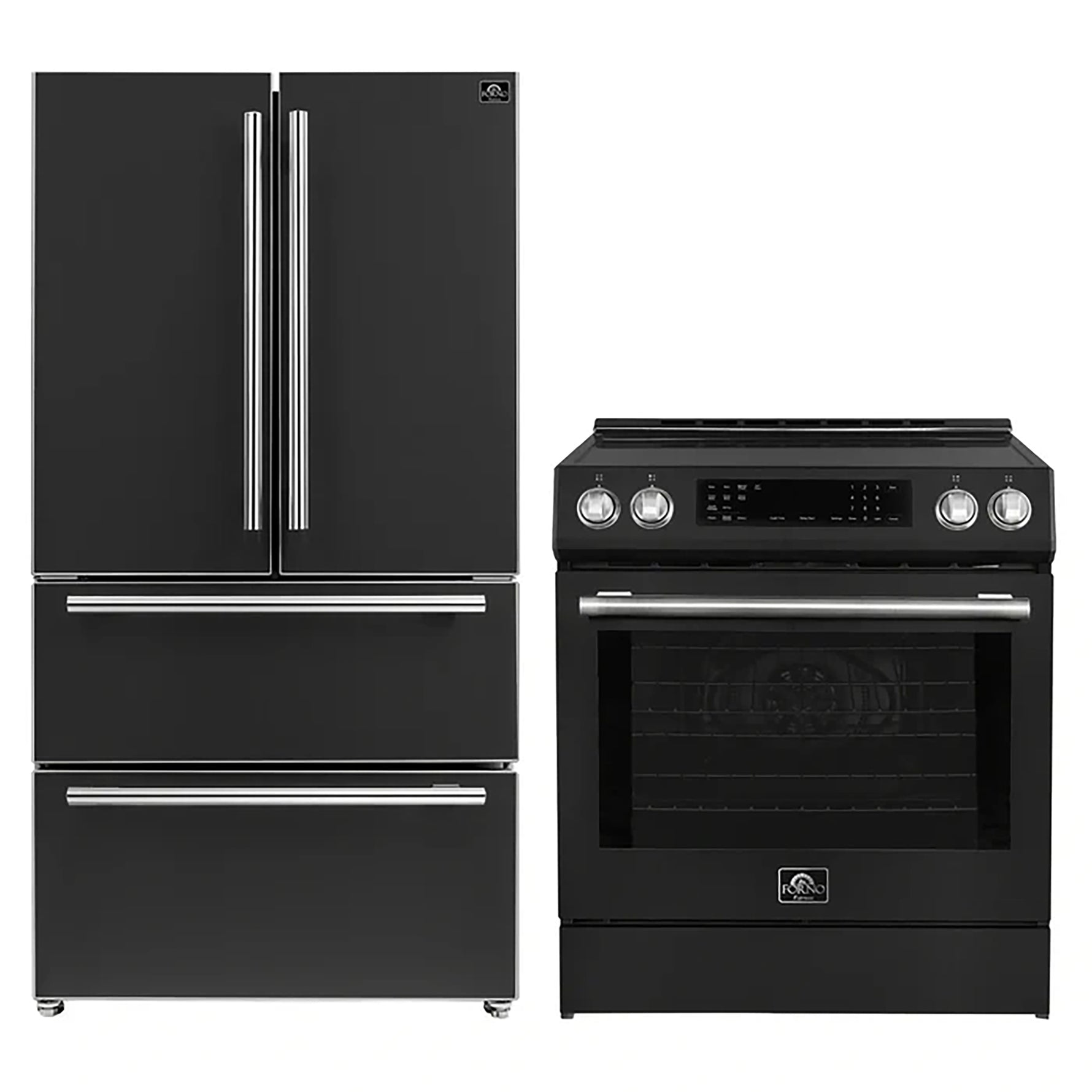 FORNO 2-Piece Black Kitchen Bundle - 30" Induction Range and 36" Bottom Freezer Refrigerator - BonPrix Électroménagers