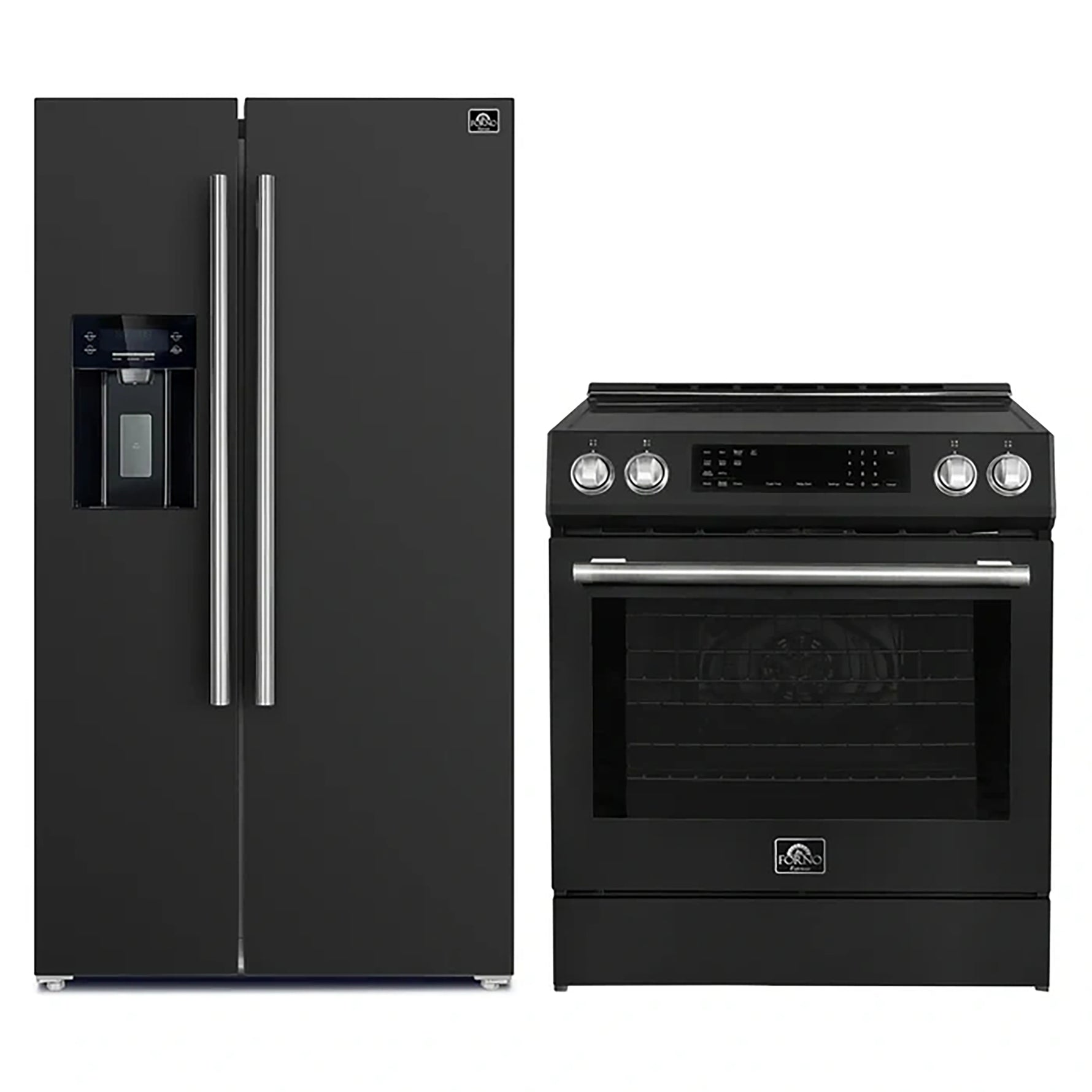 FORNO 2-Piece Black Kitchen Bundle - 30" Induction Range and 36" Bottom Freezer Refrigerator - BonPrix Électroménagers