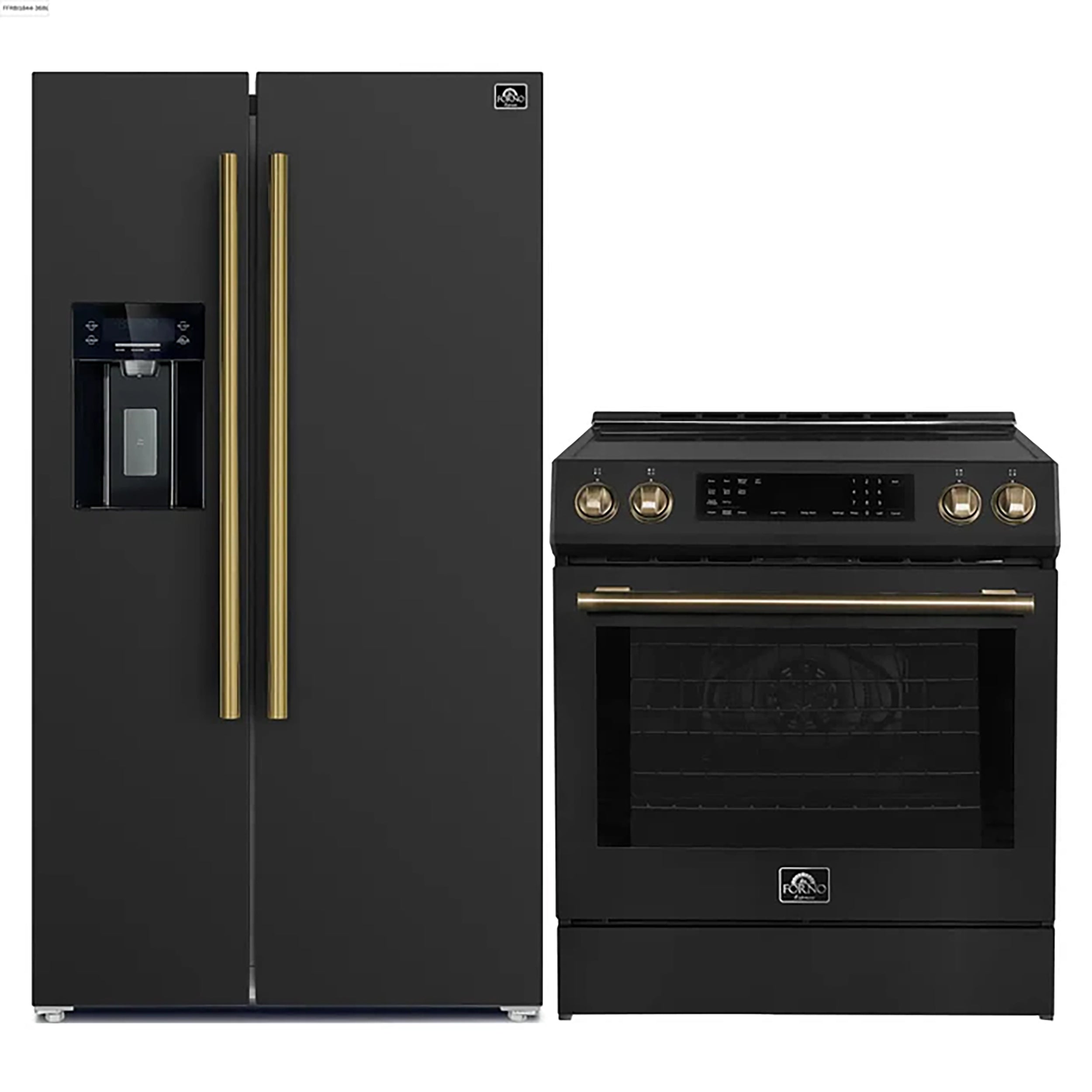 FORNO 2-Piece Black Kitchen Bundle - 30" Induction Range and 36" Bottom Freezer Refrigerator - BonPrix Électroménagers