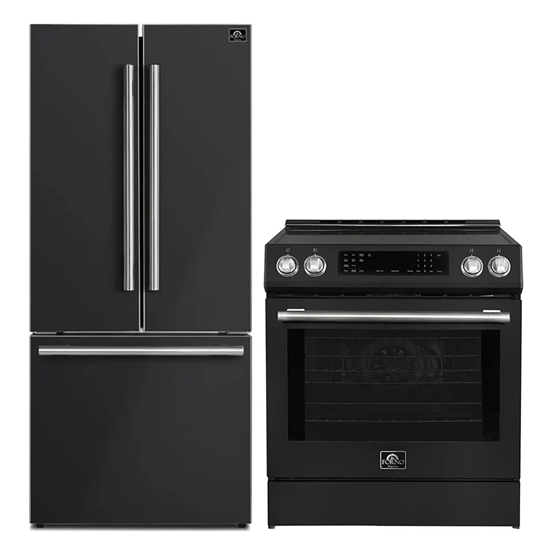 FORNO 2-Piece Black Kitchen Bundle - 30" Induction Range and 31" Bottom Freezer Refrigerator - BonPrix Électroménagers