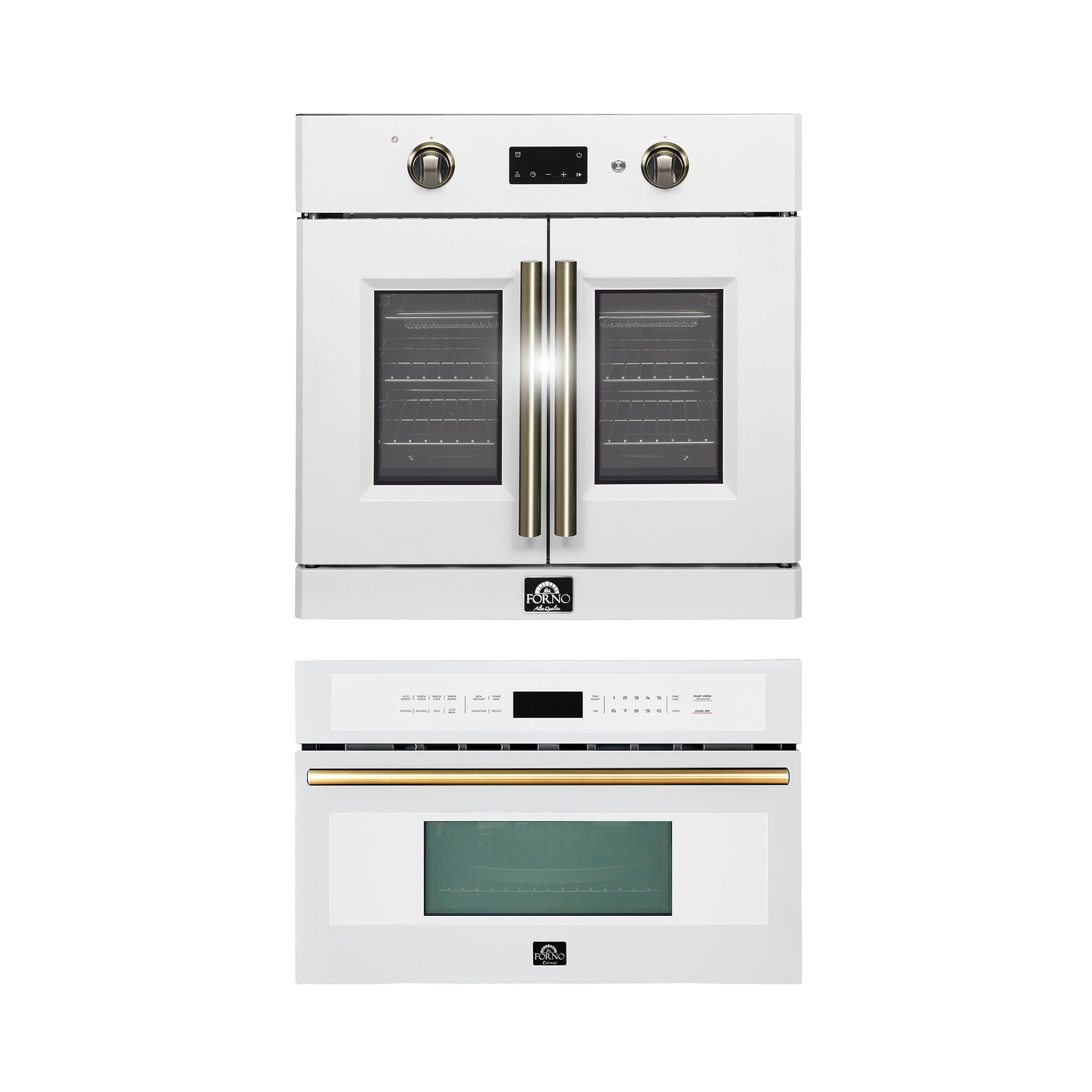 FORNO 2-Piece Kitchen Bundle - 30" White Single Wall Oven (1333-30), 30" White Microwave (3093-30) - BonPrix Électroménagers
