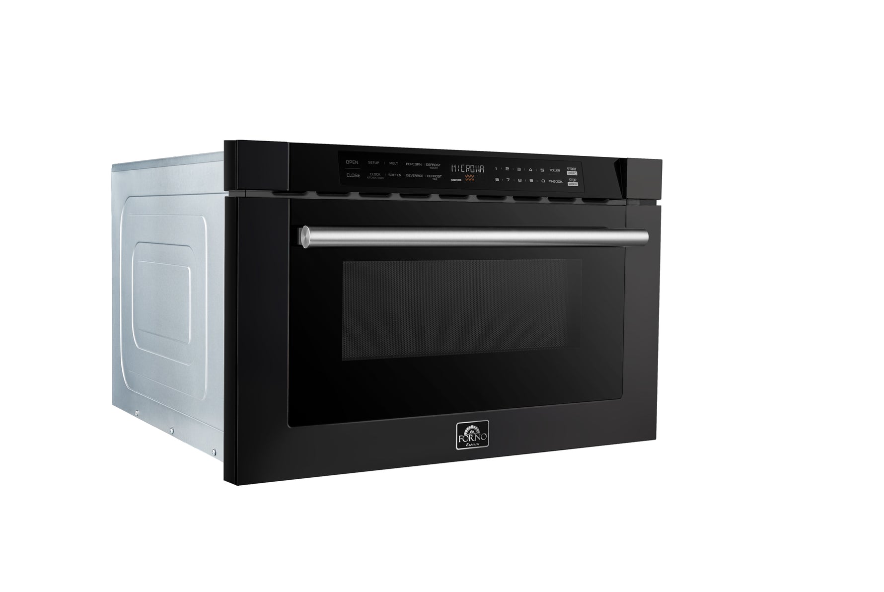 Forno Capoliveri Espresso 24-Inch Microwave Drawer, Black, 1.2 cu.ft, 1500 Watts, Built-In, Touch Control LCD Display, Auto-Touch Open/Close, 11 Power Levels, Sensor Cooking - BonPrix Électroménagers