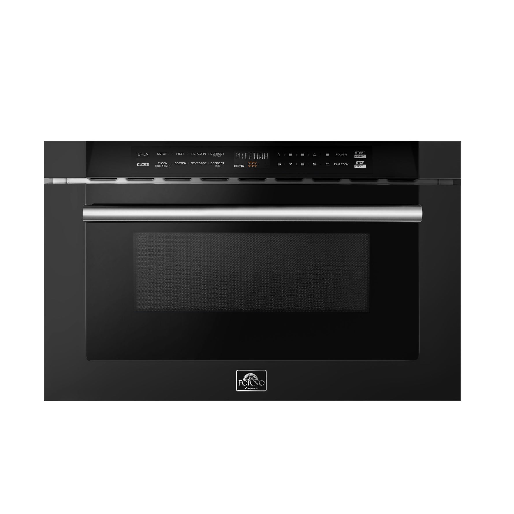 Forno Capoliveri Espresso 24-Inch Microwave Drawer, Black, 1.2 cu.ft, 1500 Watts, Built-In, Touch Control LCD Display, Auto-Touch Open/Close, 11 Power Levels, Sensor Cooking - BonPrix Électroménagers