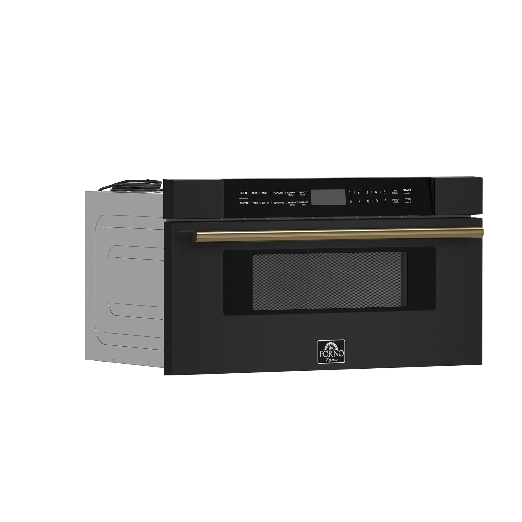 Forno Capoliveri Espresso 30-Inch Microwave Drawer, Black, 1.2 cu.ft, 1500 Watts, Built-In, Touch Control LCD Display, Auto-Touch Open/Close, 11 Power Levels, Sensor Cooking - BonPrix Électroménagers